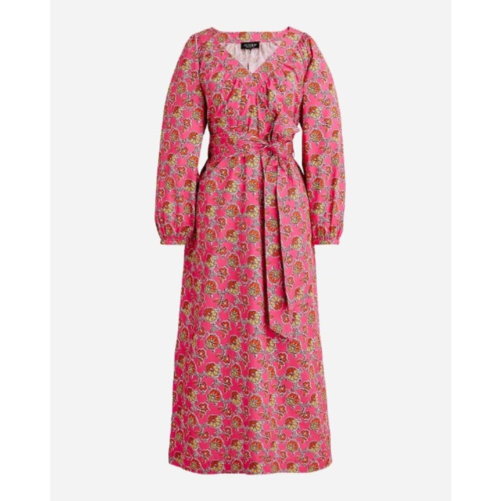 EUC J. Crew COLLECTION Women's Poplin Ratti Pink Blooms Floral Dress XS S